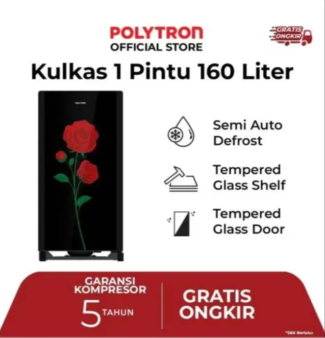 Kulkas Polytron PRA 15CRX - Kulkas 1 Pintu Belleza Varia