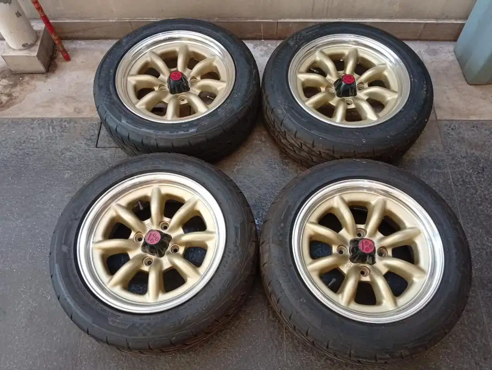 Velg watanabe F8 r15 4x114 & ban delium utk corolla dx kijang cressida
