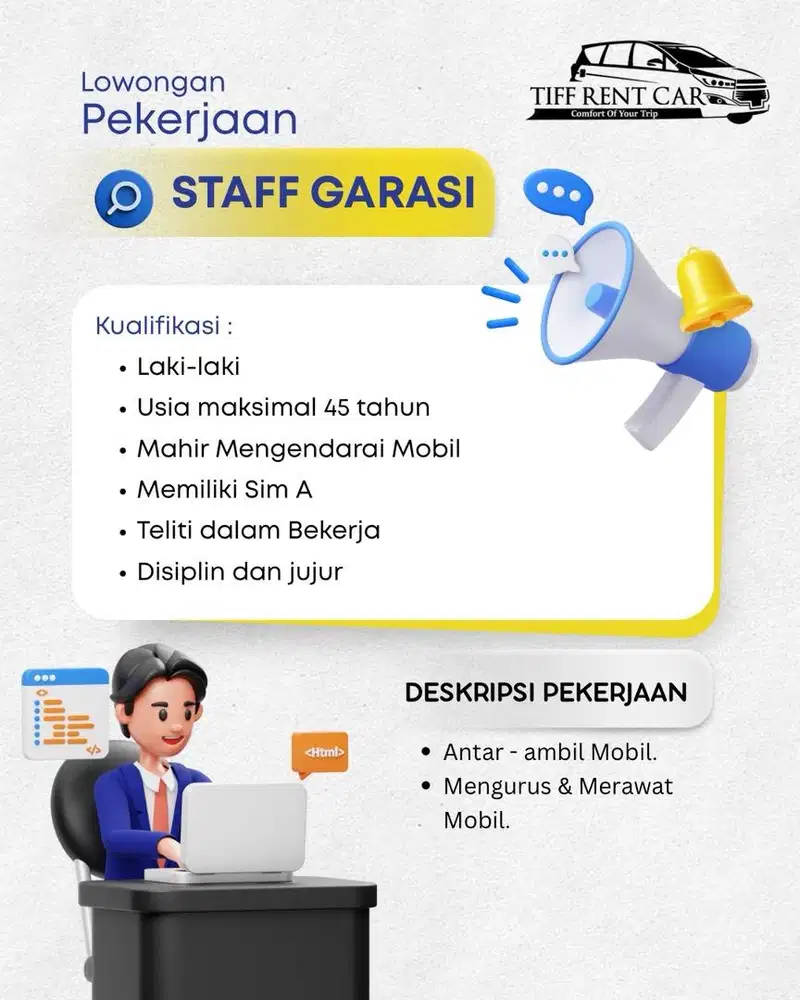 Lowongan Pekerjaan Staff Operasional Garasi: