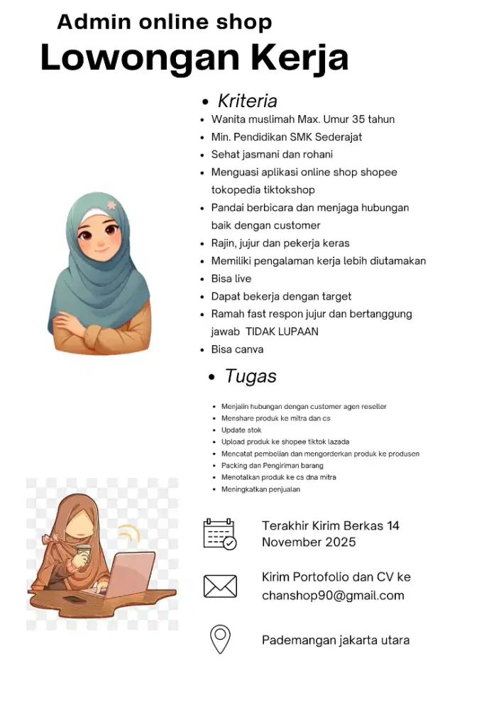Lowongan kerja admin online shop