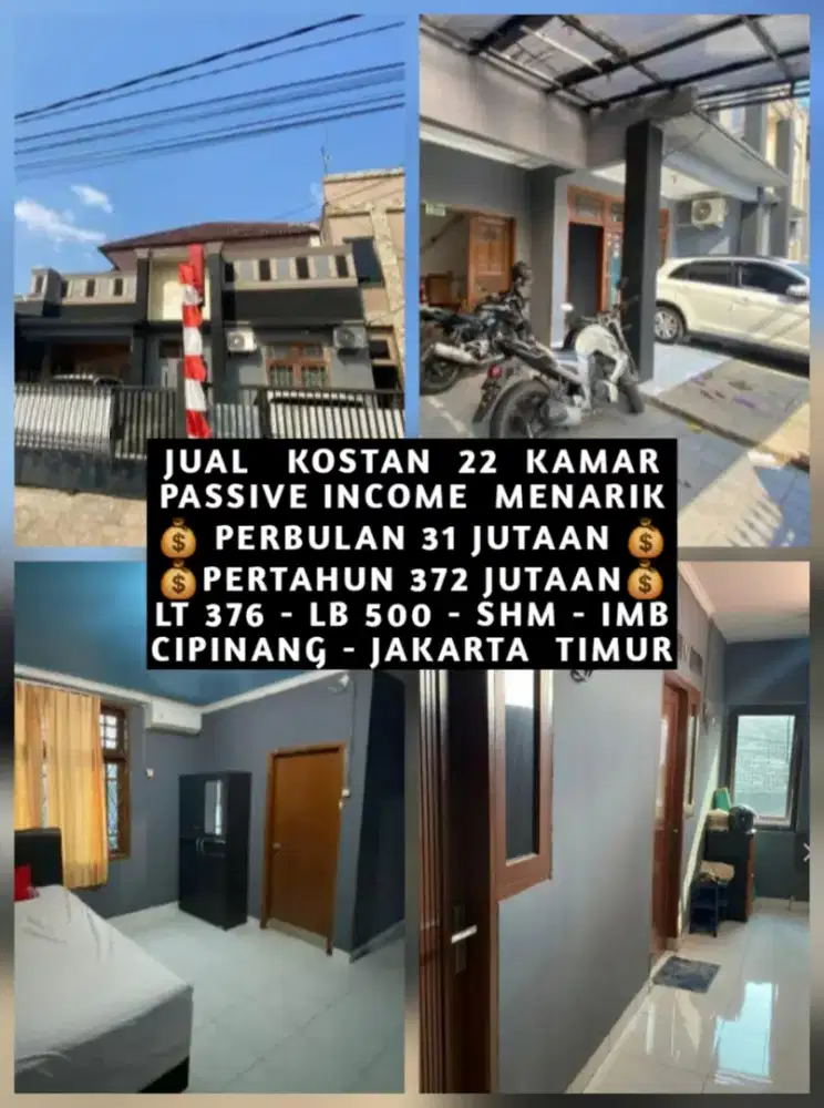 JUAL KOST KOSAN 22 KAMAR DI CIPINANG MELAYU MAKASAR JAKARTA TIMUR