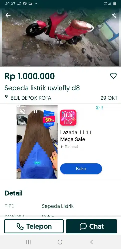 Waspada dg iklan sepeda listrik merah nama karmila