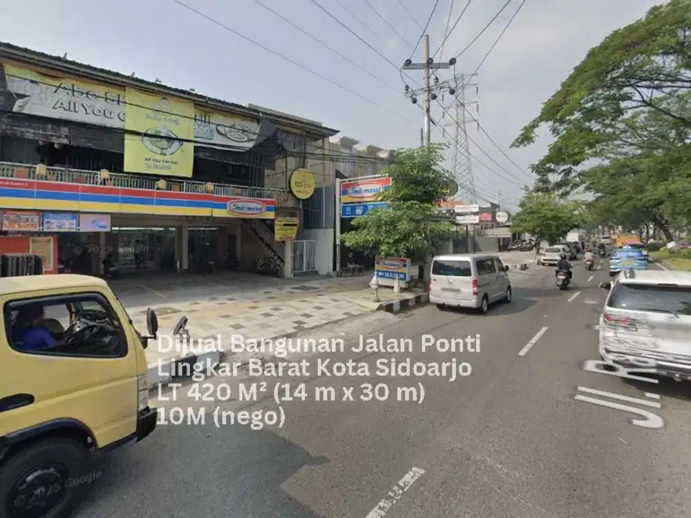 DIJUAL BANGUNAN NOL RAYA PONTI LINGKAR BARAT LEBAR 14M KOTA SIDOARJO