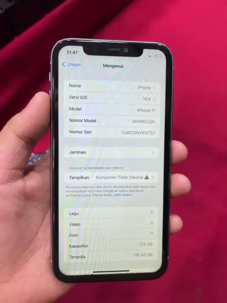 iPhone 11 128GB inter
All Operator
Minus Cuma Gantian Lcd
Facr id Bisa