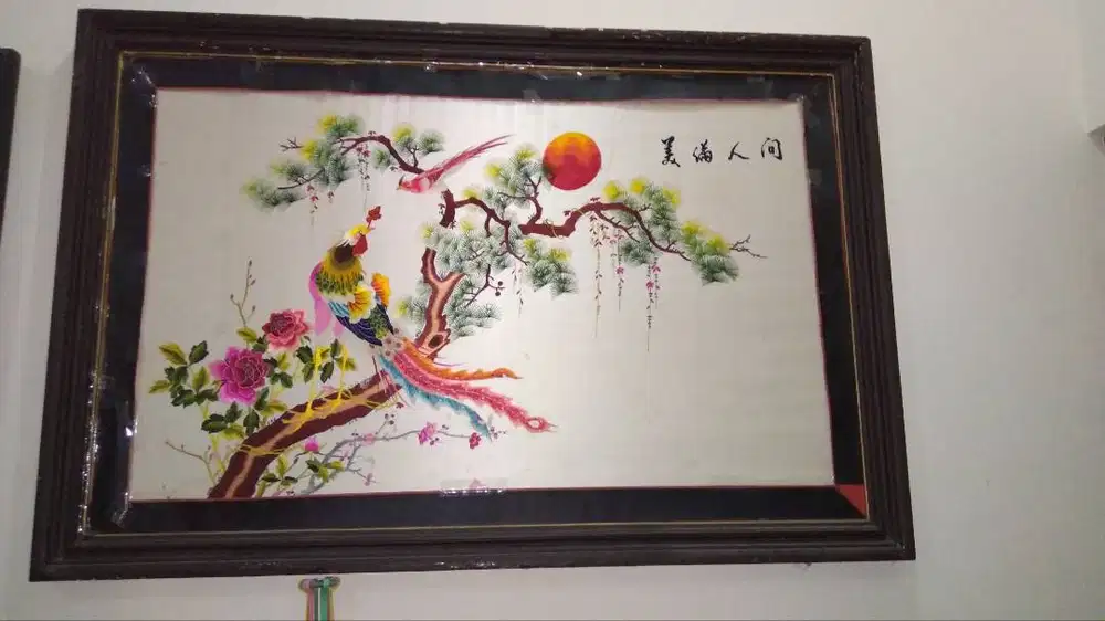 Lukisan bordir burung hong