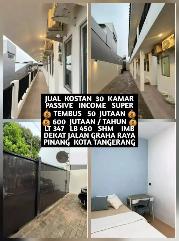 JUAL KOST KOSAN 30 KAMAR DEKAT AKSES GRAHA RAYA PINANG KOTA TANGERANG