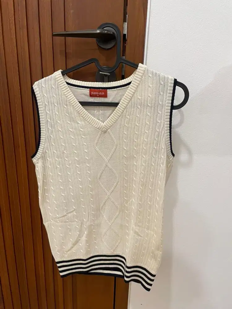 cream and navy vest