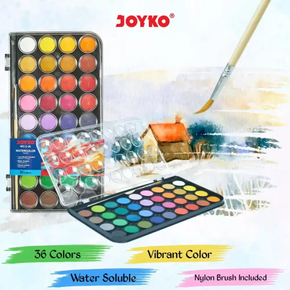 JOYKO WATERCOLLOR 36PCS (bonus kuas 3)