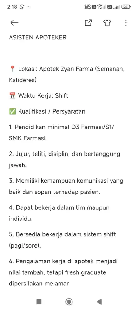 Lowongan pekerjaan Asisten Apoteker