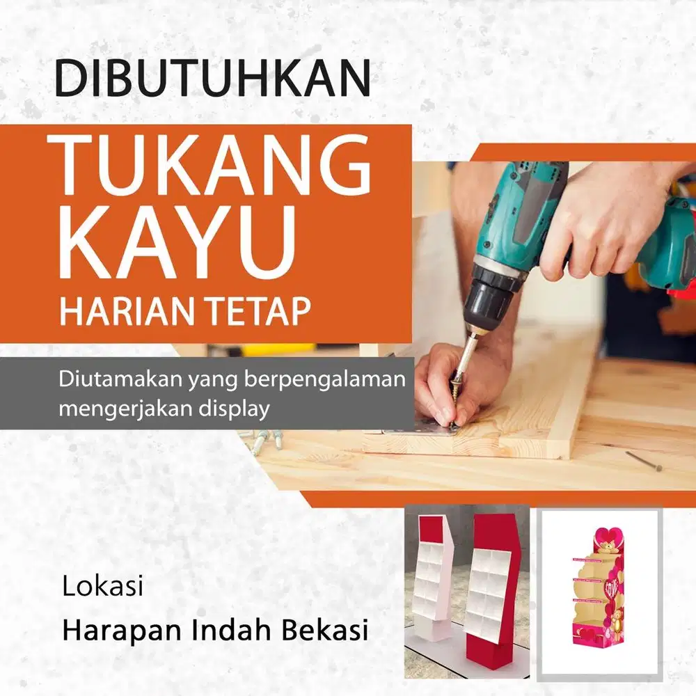 Dibutuhkan tukang kayu harian tetap