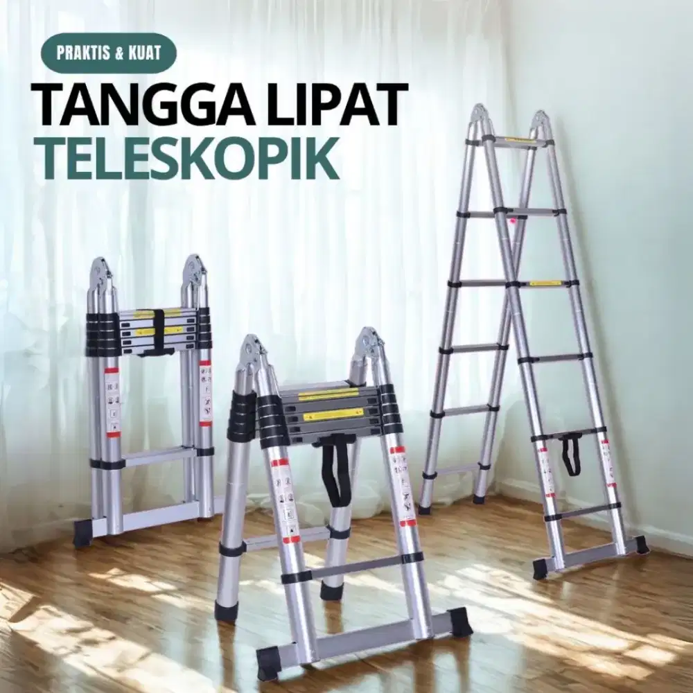 3,8m tangga lipat teleskopik double aluminium