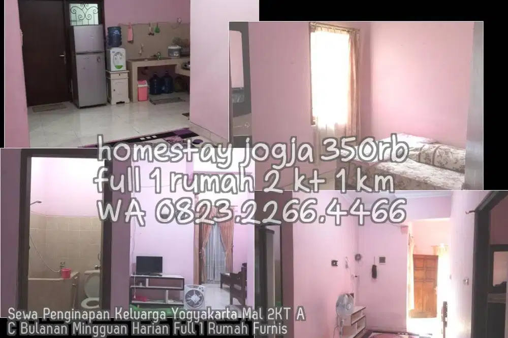 Sewa Penginapan Keluarga Yogyakarta Mal 2KT AC Bulanan Mingguan Harian