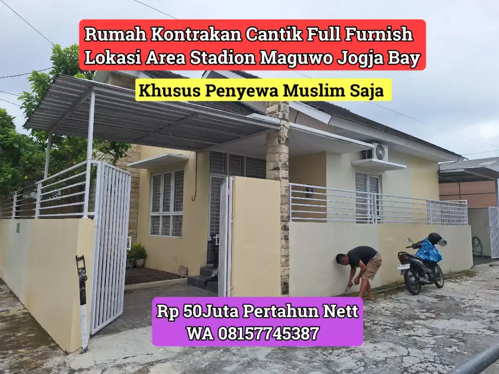 RUMAH FULL FURNISH DISEWAKAN JOGJA , MAGUWO STADION JOGJA BAY 50JT NET