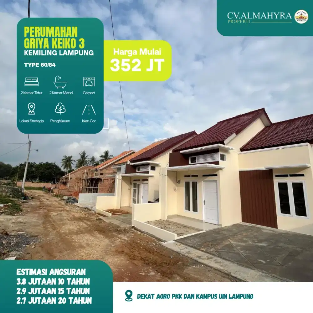 Dijual Rumah 300 Jutaan Dekat Kampus Uin Lampung