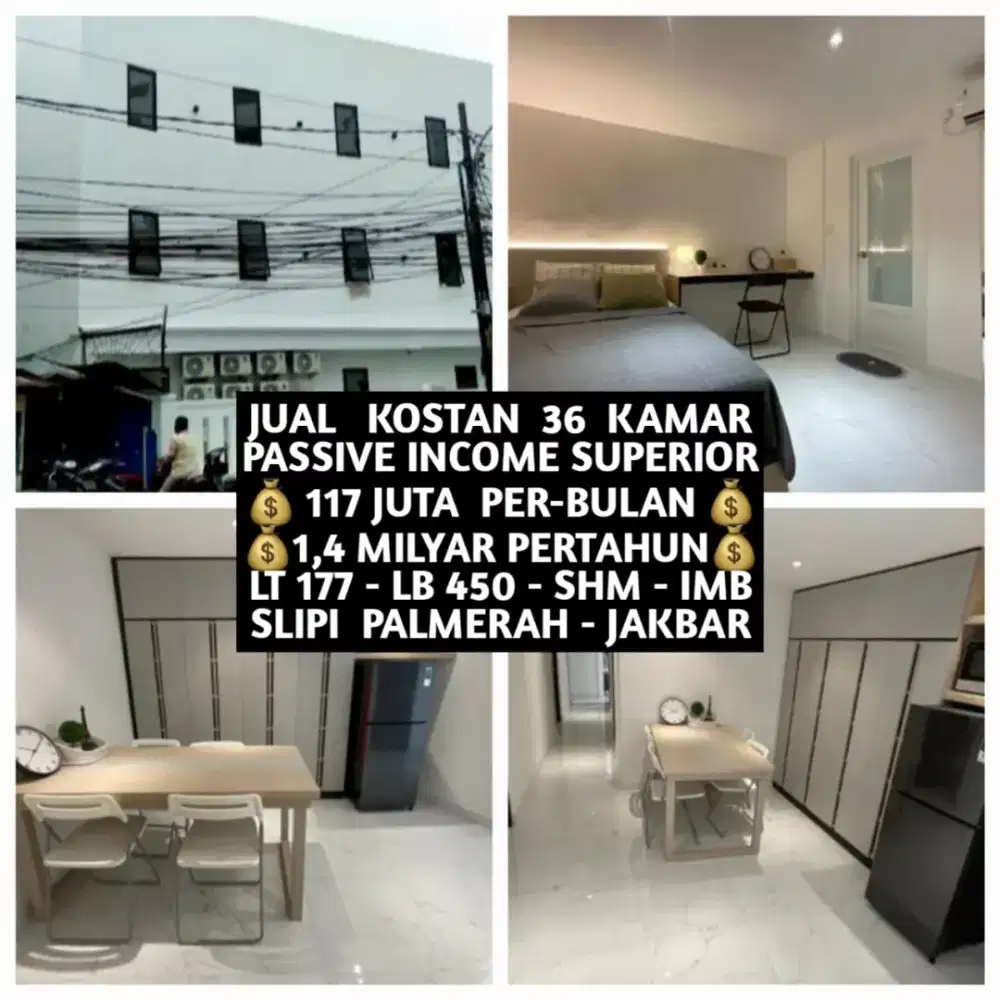 JUAL KOST KOSAN 36 KAMAR DI SLIPI PALMERAH JAKARTA BARAT