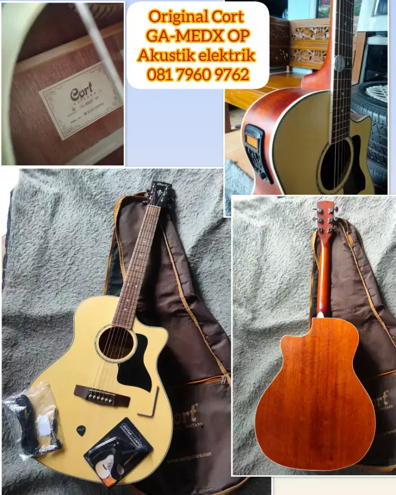 Original gitar cort GA MEDX OP akustik elektrik lengkap siap pakai