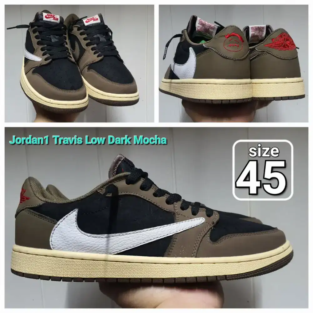 Sepatu Casua Air Jordan 1 Travis Dark Mocha size 45 Second shoes