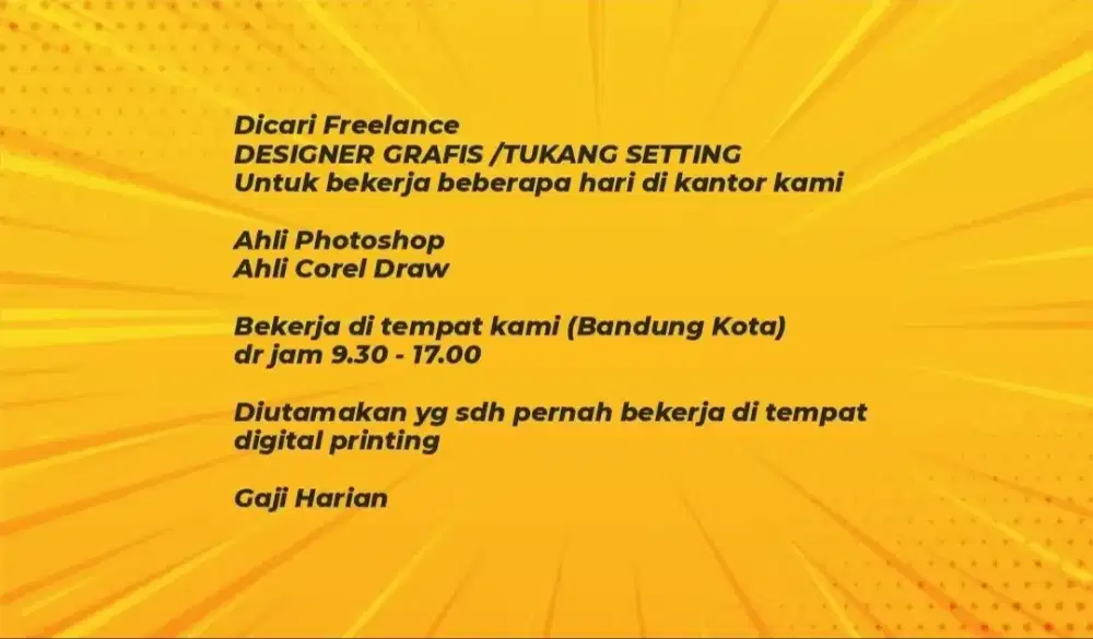 Loker Lowongan Kerja Freelance Desain Grafis Tukang Setting Bandung