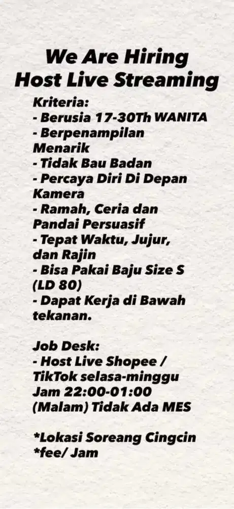 HOST LIVE BAJU SHOPEE TIKTOK