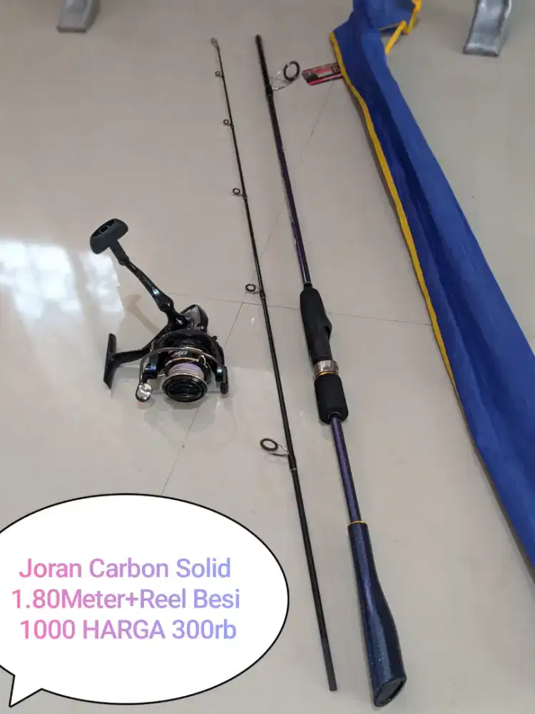 Joran pancing carbon solid 1.80mtr Bunglon+Reel Exori 1000 PE