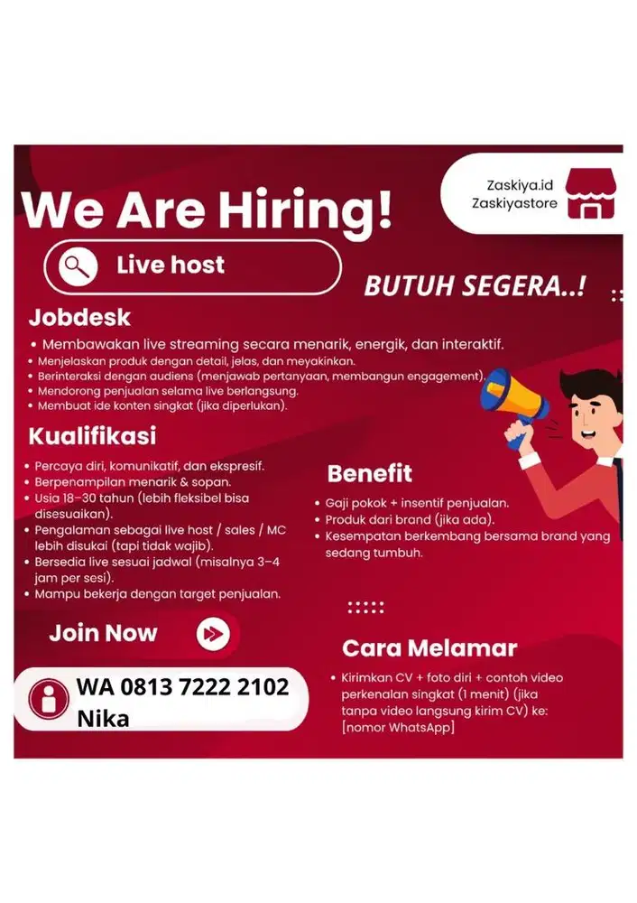 Loker Host Live Berpengalaman