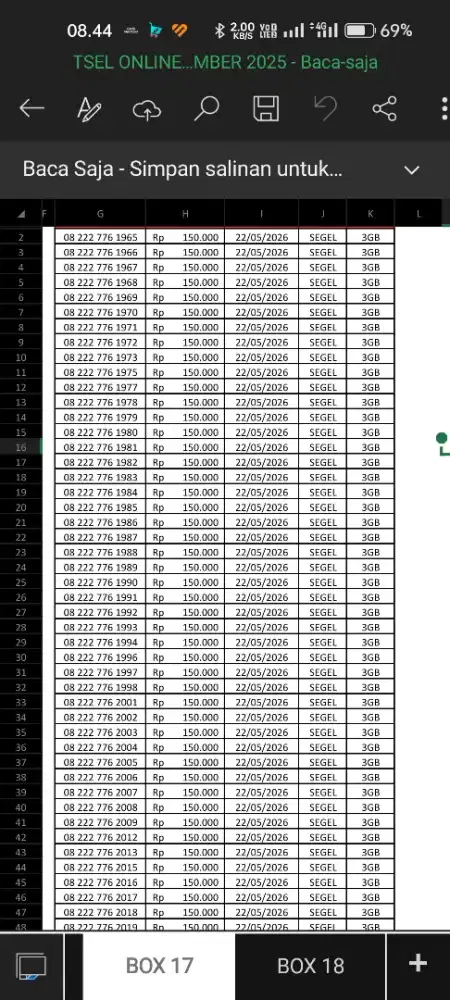 Nomor cantik Telkomsel
