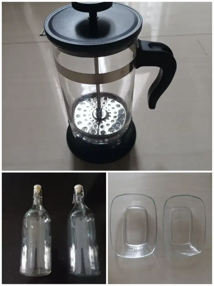 Bowl kaca Cofffee Tea Maker Botol All 3 Item