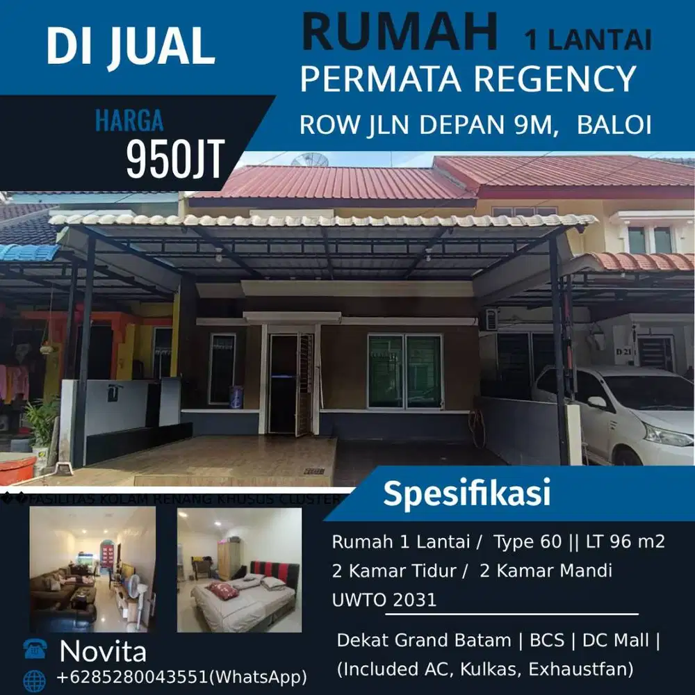 1 unit rumah Permata Regency Siap Huni, Baloi .