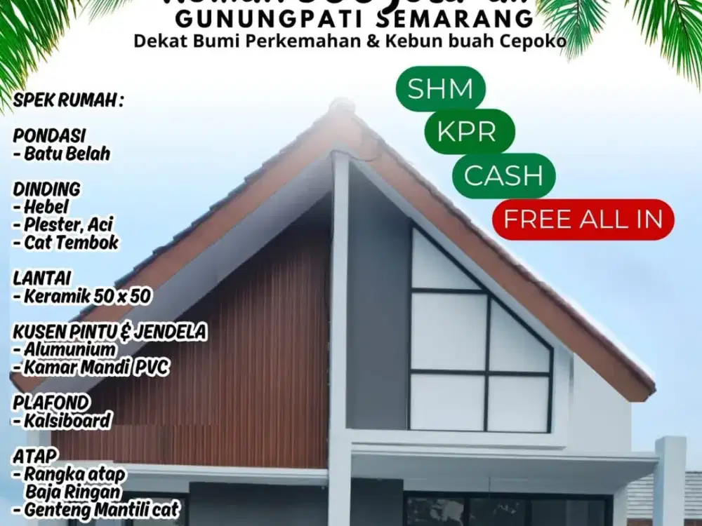 RUMAH baru siap huni harga MURAH JATIREJO BISA KPR Gunungpati