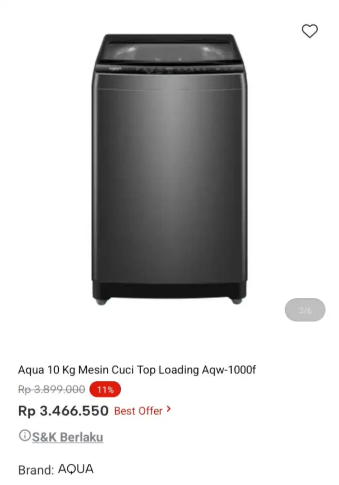 PROMO KREDIT AQUA 10KG MESIN CUCI TOP LOADING