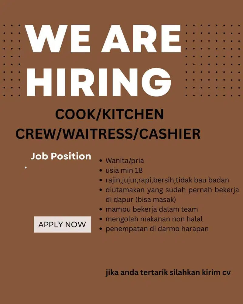 dibutuhkan segera,langsung kerja