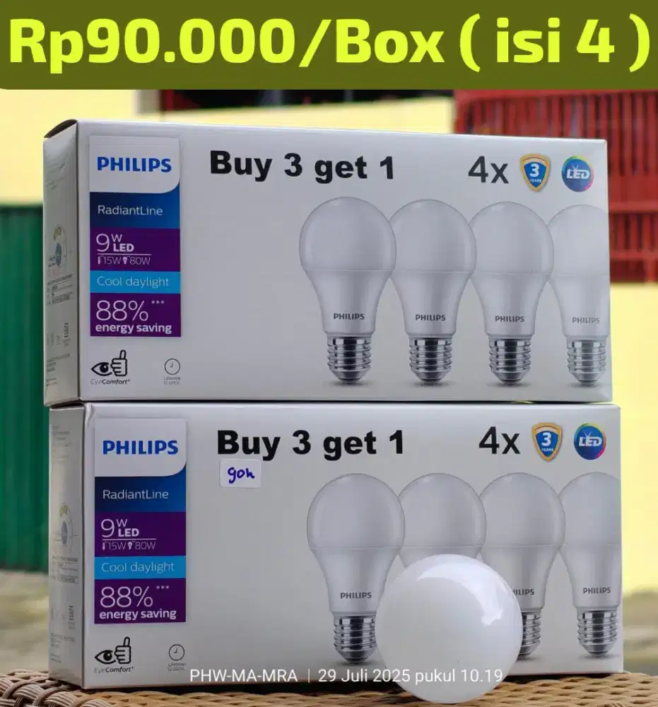 Lampu LED Philips 9watt isi 4 ( BISA COD )