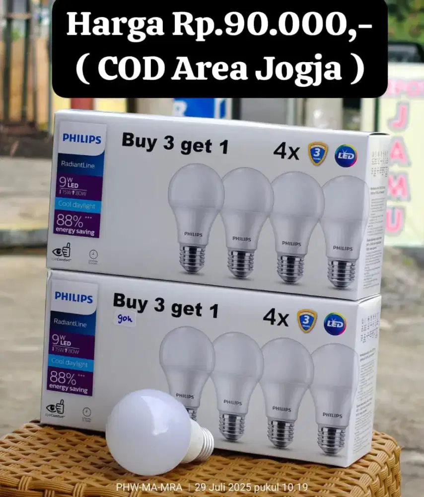 Lampu LED Philips 9watt ( isi 4 )