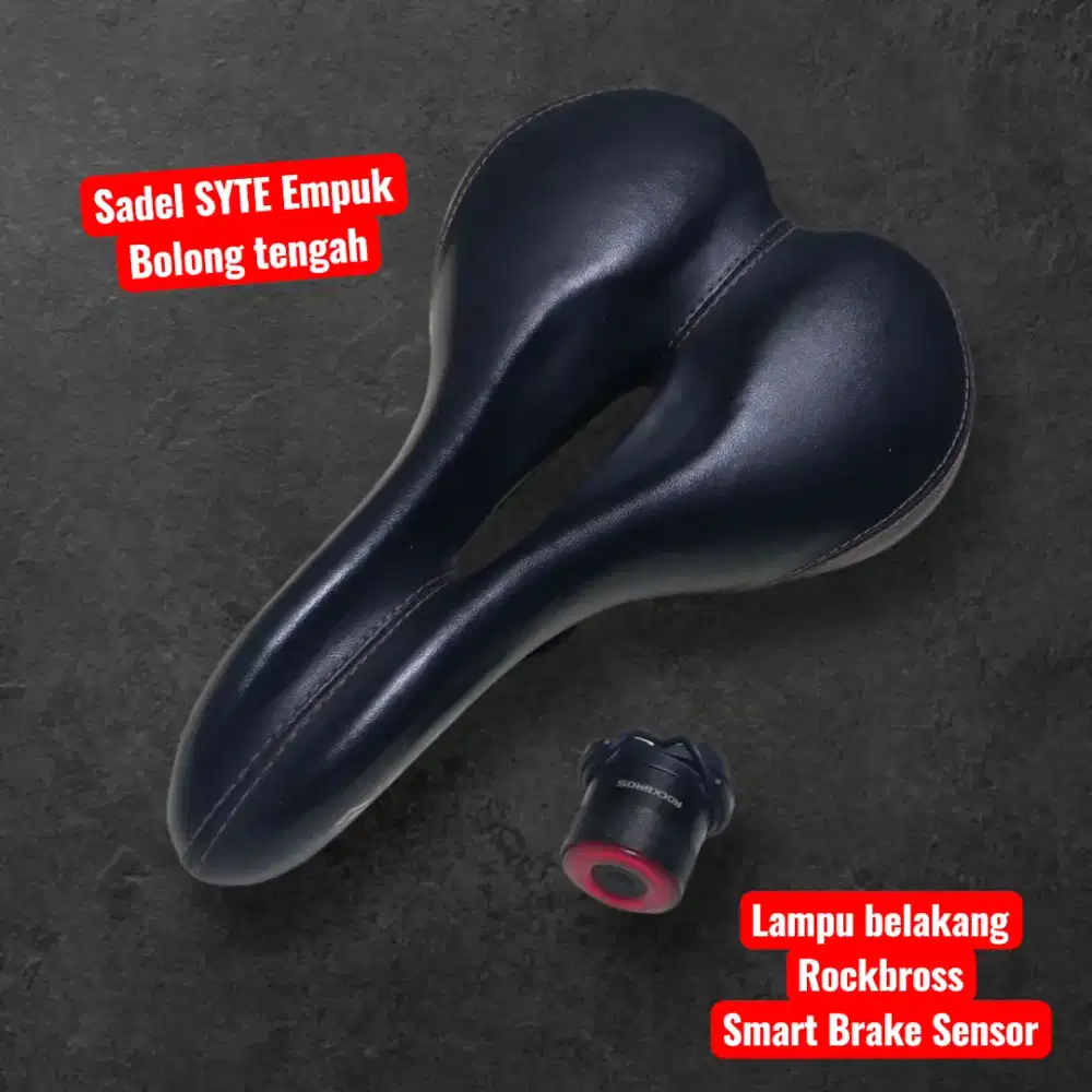 Sadel Jok Sepeda Syte Lebar empuk Plus Lampu Belakang Rockbross Sensor