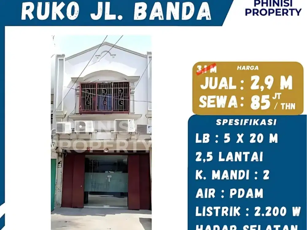 DIJUAL RUMAH 2,5 LANTAI DI PUSAT KOTA COCOK BUAT INVEST ATAU BUKA USAHA