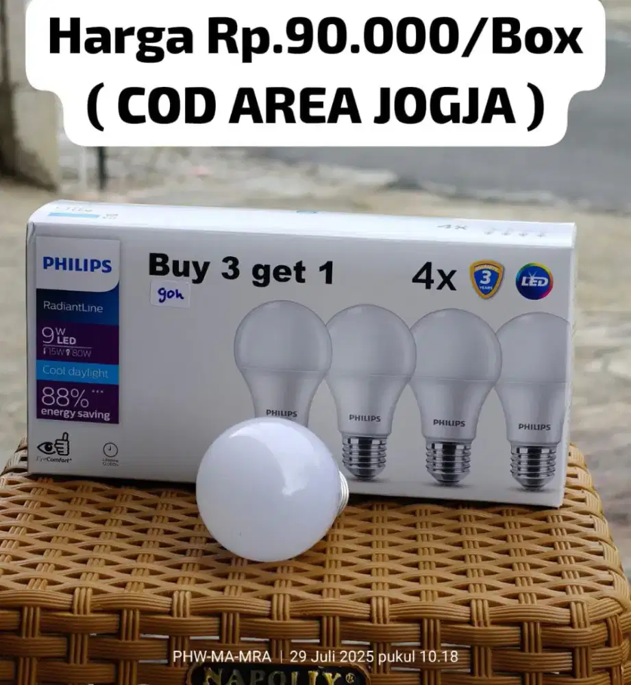 Lampu LED Philips 9watt ( isi 4 biji )