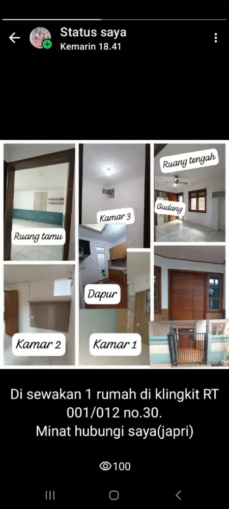 DISEWAKAN PER TAHUN 25 JUTA 3KT 2KM 1KG