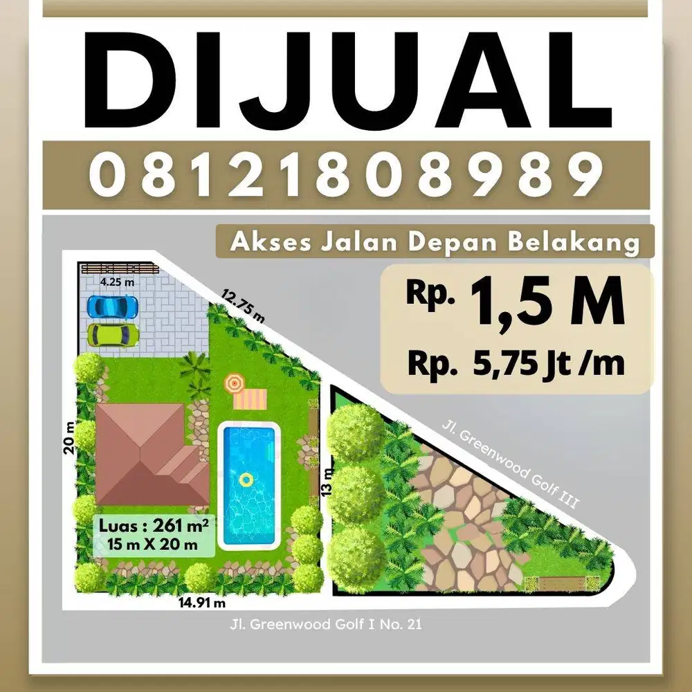 Araya Greenwood Golf Dekat Djati Lounge Samping Taman Jarang Ada