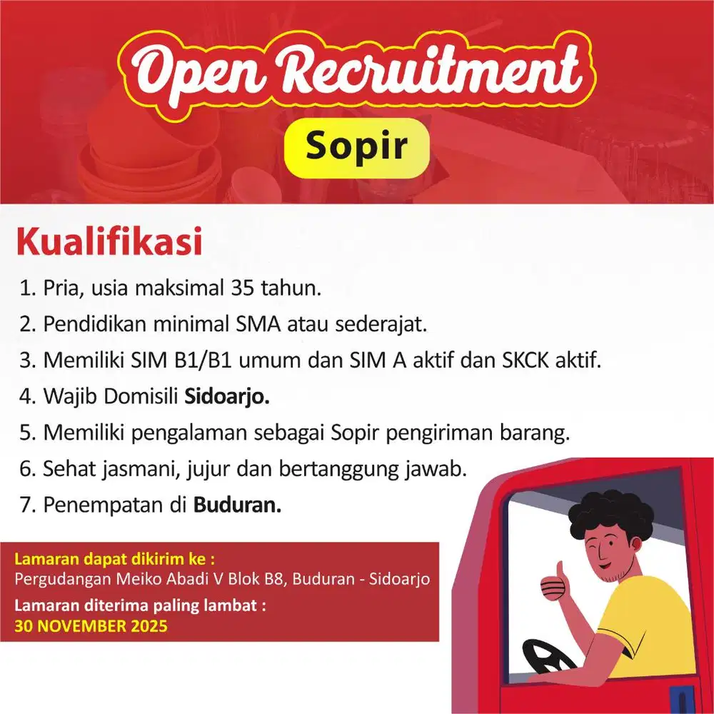 LOWONGAN KERJA SOPIR