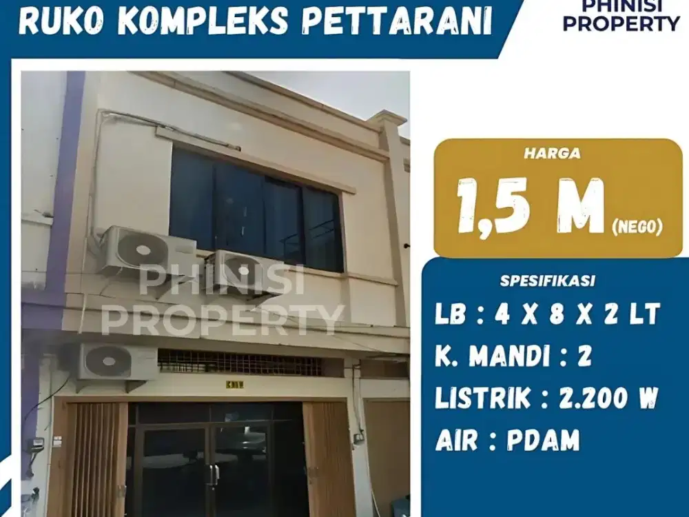 DIJUAL RUKO MURAH DI KOMPLEKS RUKO PETTARANI