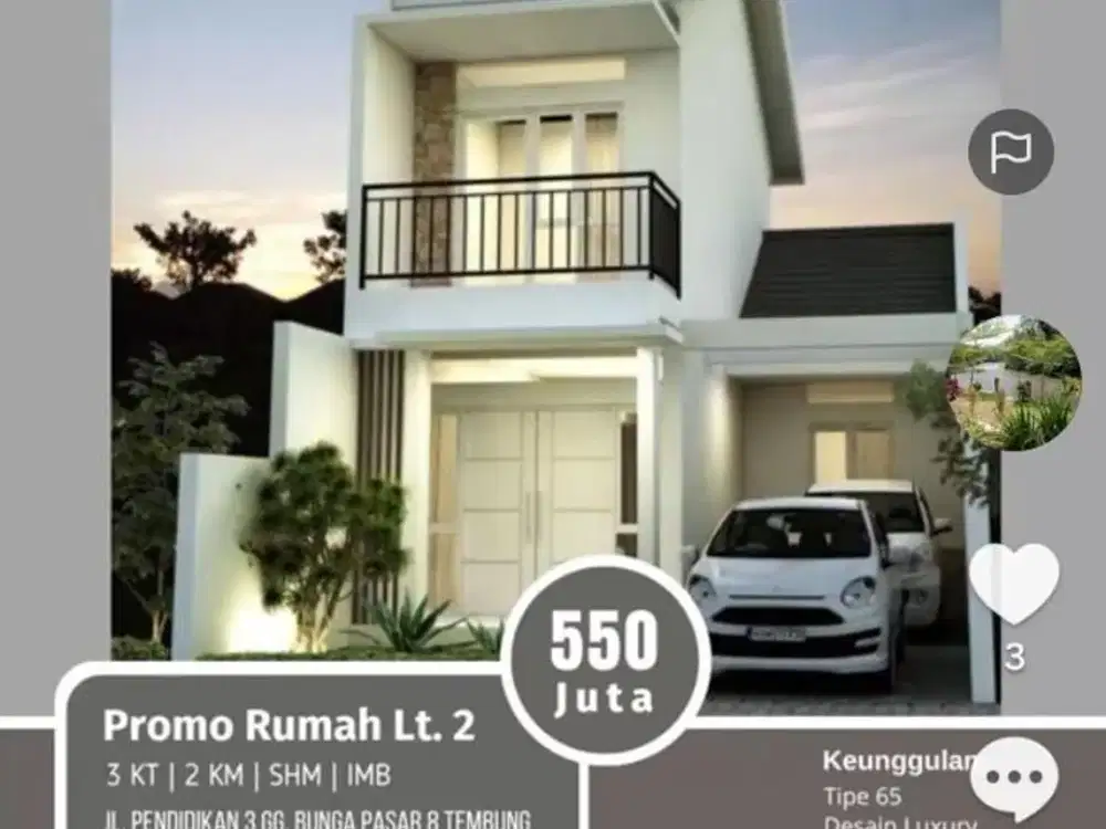 Rumah Terbaru 2 Lantai di Tembung Perumahan Syariah Tanpa Bank