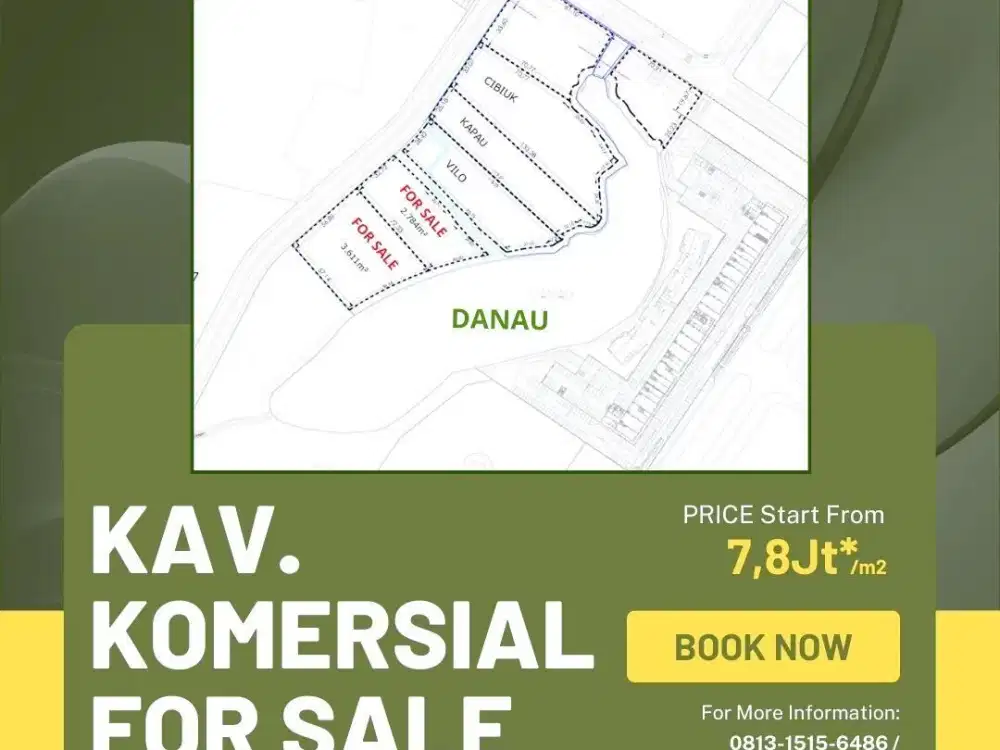 DIJUAL CEPAT TANAH KOMERSIAL VIEW DANAU UNTUK BISNIS F&B