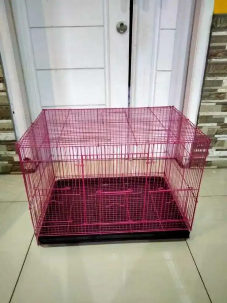 Kandang burung kelinci size 60x40 warna pink