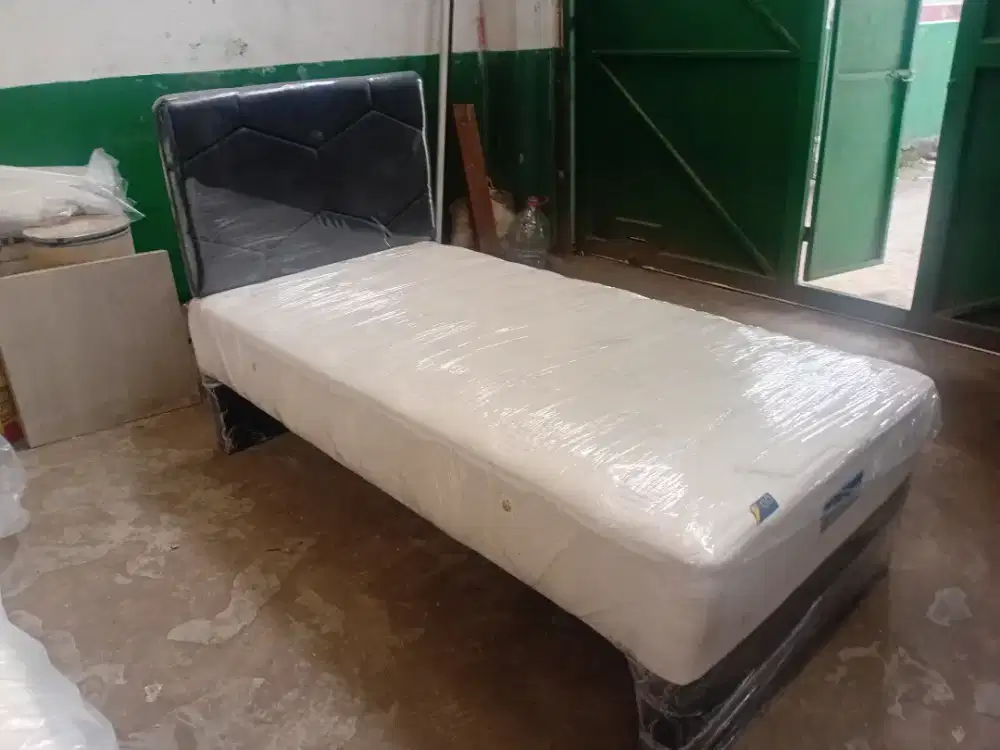 Ranjang kasur SPRING BED asli premium KAIOO 100x200 BARU LENGKAP 1 SET