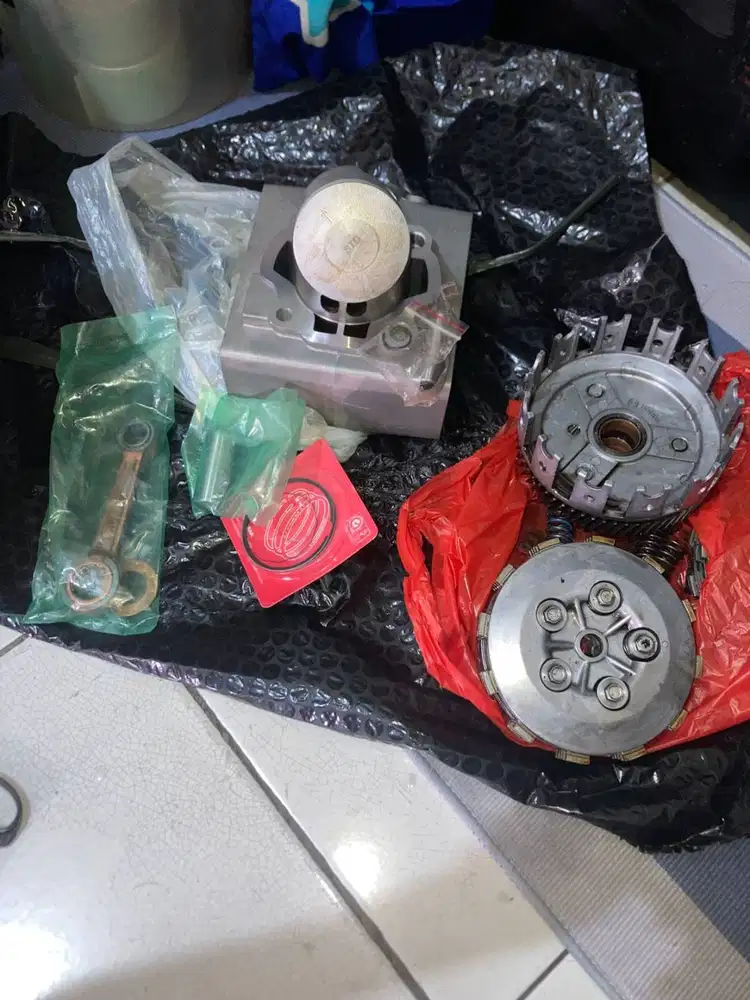 Blok seher satria 2 tak 120cc std komplit piston, set rumah kopling