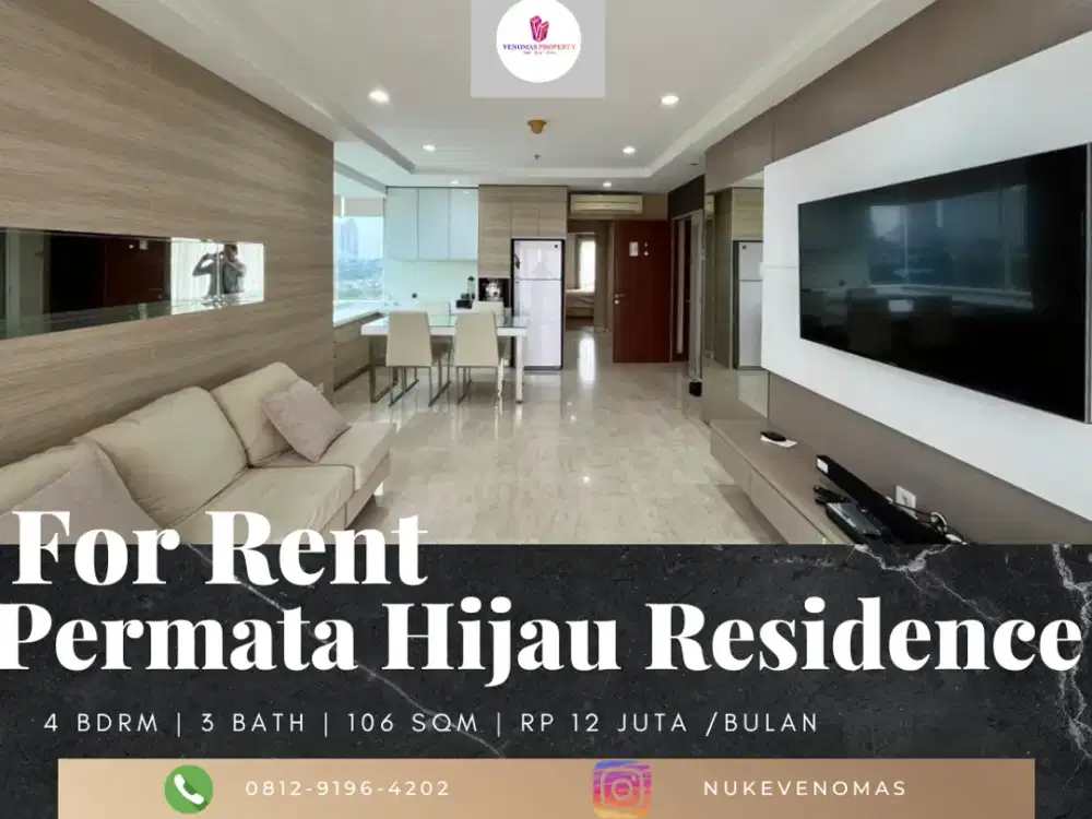 Disewakan Apartement Permata Hijau Residence 3BR+1 Full Furnished