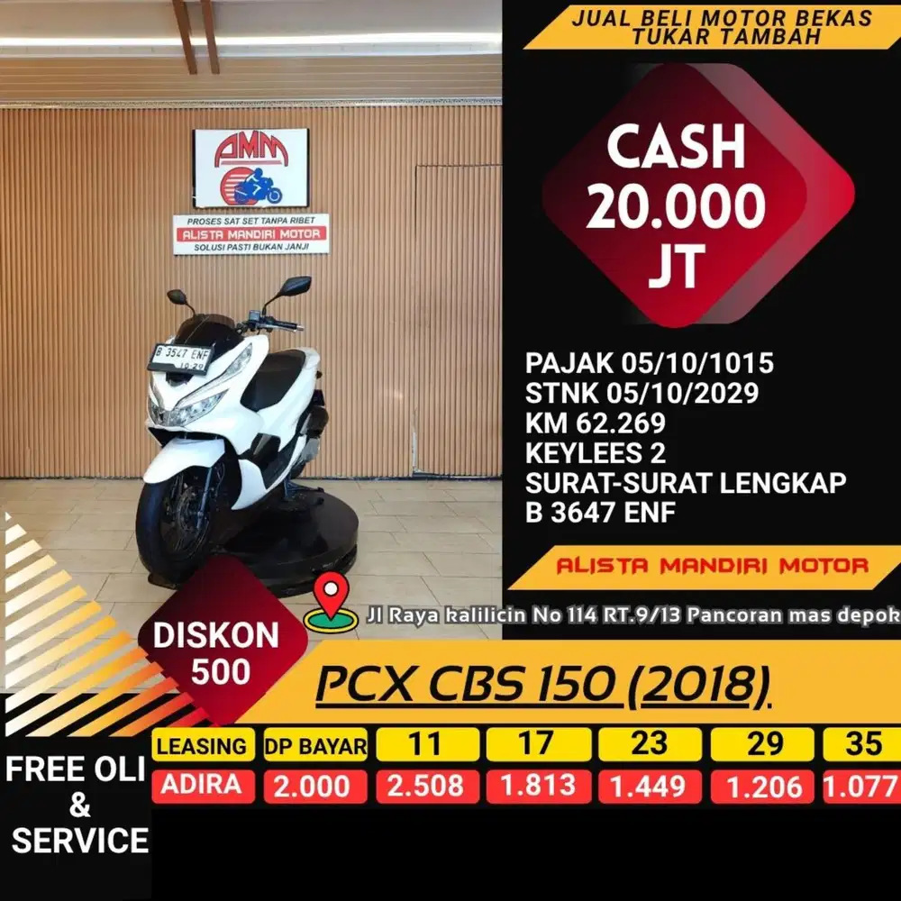 PCX CBS 150 2018 PLAT DEPOK TUKAR TAMBAH BISA KREDIT INDODANA CC 0%