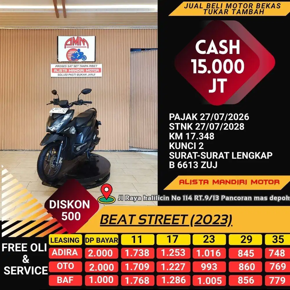 DP 1 JT AN BISA BAWA PULANG HONDA BEAT STREET TH 2023 PAJAK ON