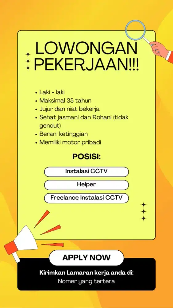 Dicari karyawan instalasi kabel