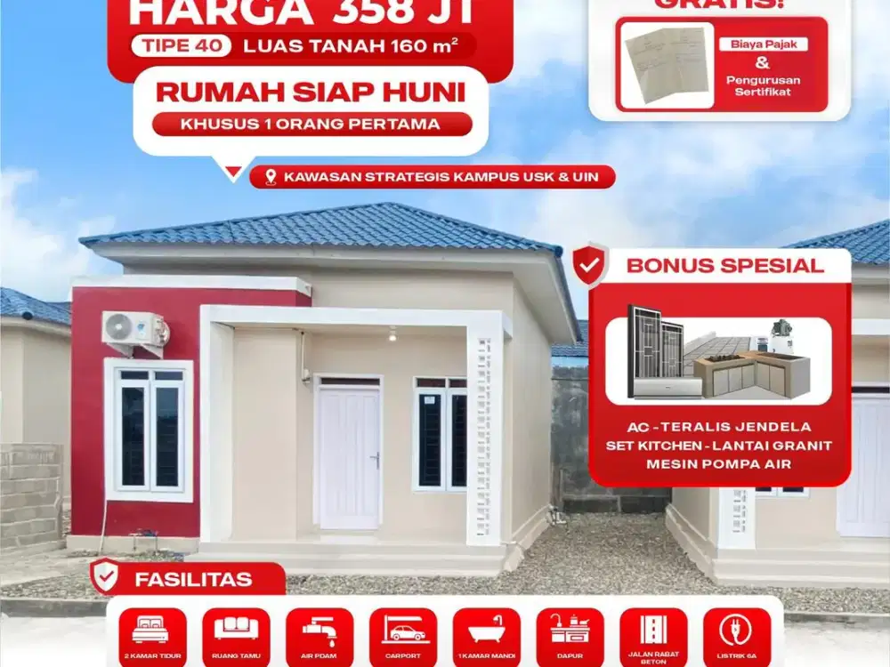 Rumah Siap Huni Dijual Tipe 40 Luas Tanah 160 Meter - Dekat Kampus UIN & Unsyiah Darussalam Banda Aceh